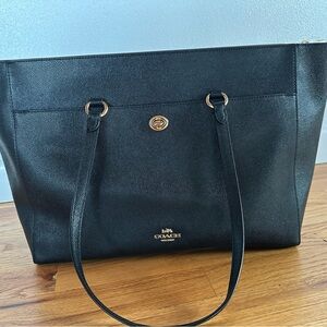 Coach Black Tote with Gold Accents